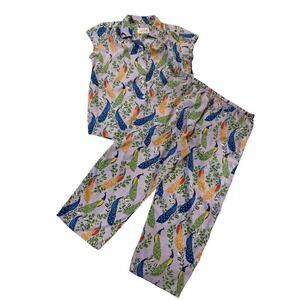 The Cat's Pajamas 100% Cotton PJ Set XL Peacock Made in Peru